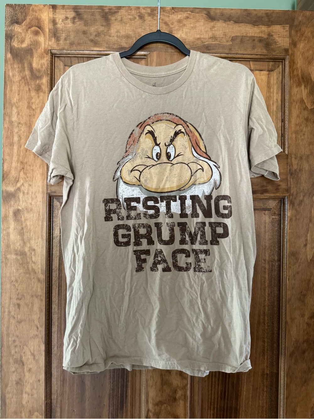 Disney Men's Beige 'Resting Grump Face' Graphic Tee